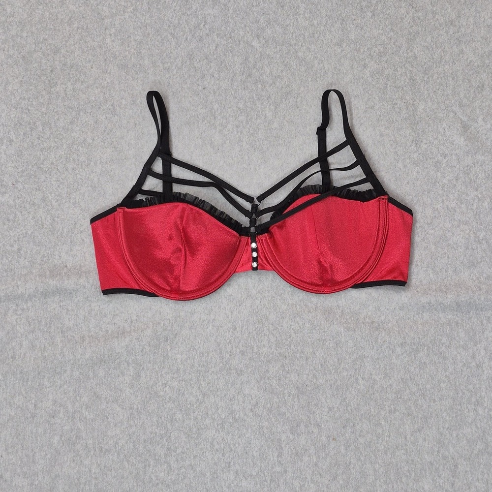Seduction By Frederick's Of Hollywood Women Bra Large Red Pin Up Adjustable